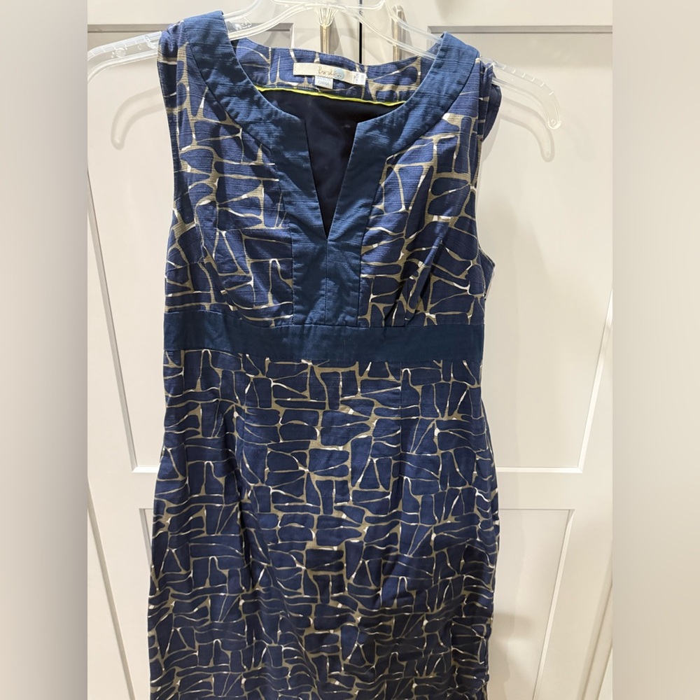 Boden Blue Sheath Midi Dress V-Neck Sleeveless